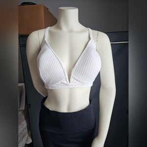 38 D Women's Bikini Top Large White Crisscross Back